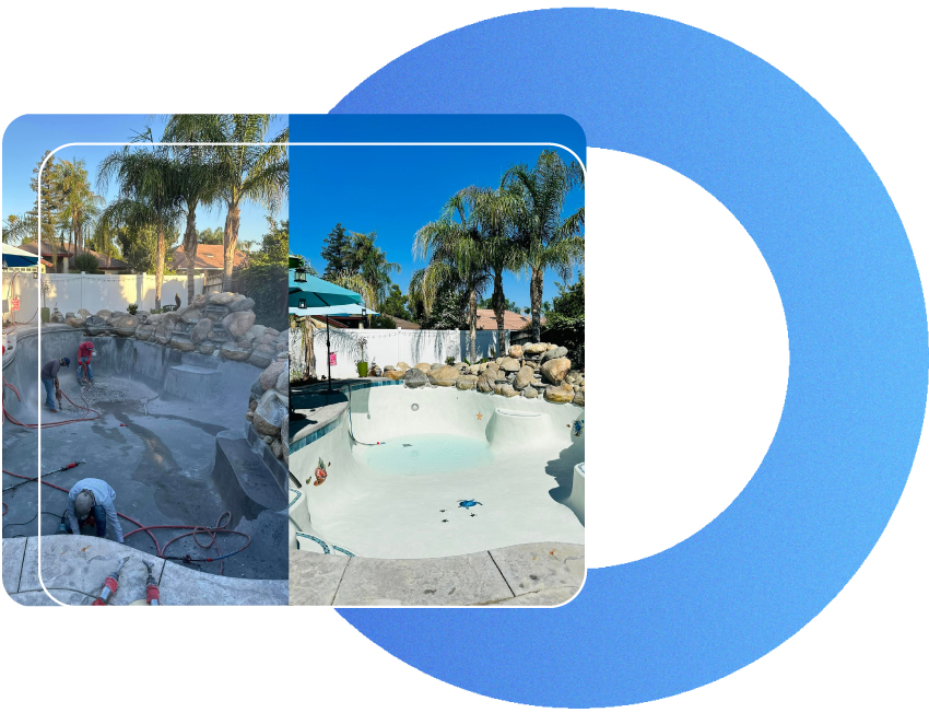 pool plastering before and after done by the masters in residential pools